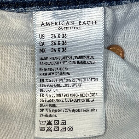 American Eagle Mens 34x36 AirFlex+ Relaxed Straight Jeans Medium Wash Denim Tall - Picture 7 of 9